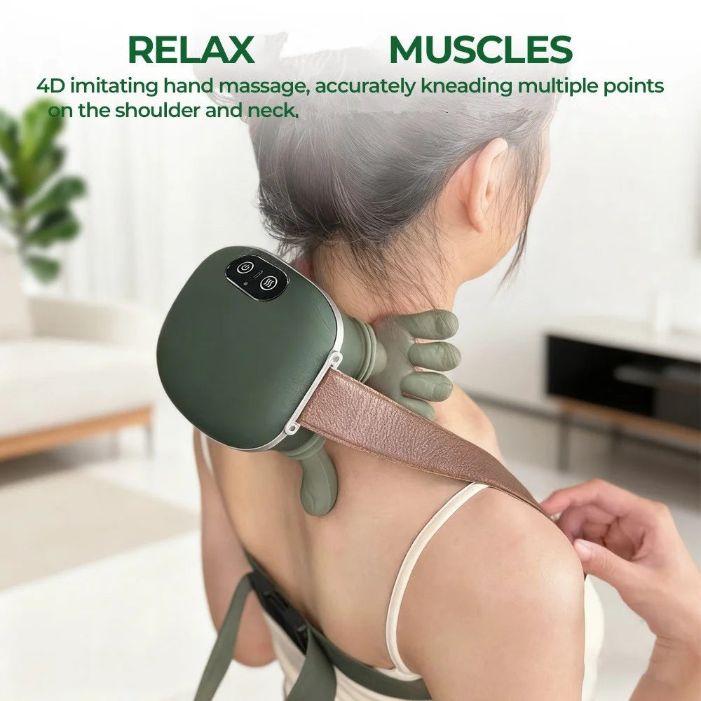 4D Neck & Shoulder Massager with Heat – Wireless Deep Kneading Massage Device